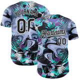 Custom Purple Black Green-White Cyber Tropical Palm Trees Music Festival Fluid Liquid Authentic Baseball Jersey