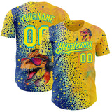Custom Yellow Light Yellow Blue-Lakes Blue Cyber Tropical Palm Trees Music Festival Gradient Neon Polka Dot Authentic Baseball Jersey