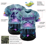 Custom Gray Navy Black-Medium Purple Cyber Tropical Palm Trees Music Festival Authentic Baseball Jersey