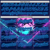 Custom Blue Dark Purple-Lakes Blue Cyber Tropical Palm Trees Gothic Fantasy Authentic Baseball Jersey