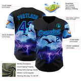 Custom Black Dark Purple-Lakes Blue Cyber Tropical Palm Trees Gothic Fantasy Authentic Baseball Jersey