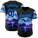 Custom Black Dark Purple-Lakes Blue Cyber Tropical Palm Trees Gothic Fantasy Authentic Baseball Jersey