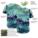 Custom Ice Blue-Navy Cyber Tropical Palm Trees Music Festival Authentic Baseball Jersey