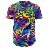 Custom Purple Light Yellow-Royal Cyber Tropical Palm Trees Music Festival Gothic Fantasy Authentic Baseball Jersey