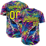 Custom Purple Light Yellow-Royal Cyber Tropical Palm Trees Music Festival Gothic Fantasy Authentic Baseball Jersey