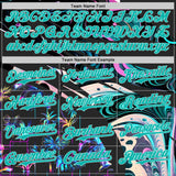 Custom Black Aqua-Ice Blue Cyber Tropical Palm Trees Music Festival Fluid Liquid Authentic Baseball Jersey
