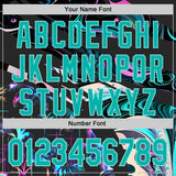 Custom Black Aqua-Ice Blue Cyber Tropical Palm Trees Music Festival Fluid Liquid Authentic Baseball Jersey