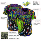 Custom Black Royal-Neon Green Cyber Tropical Palm Trees Music Festival Claw Marks Authentic Baseball Jersey