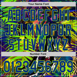Custom Black Royal-Neon Green Cyber Tropical Palm Trees Music Festival Claw Marks Authentic Baseball Jersey