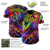 Custom Black Navy-Light Yellow Cyber Tropical Palm Trees Music Festival Claw Marks Authentic Baseball Jersey