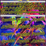 Custom Black Navy-Light Yellow Cyber Tropical Palm Trees Music Festival Claw Marks Authentic Baseball Jersey