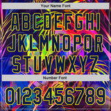 Custom Black Navy-Light Yellow Cyber Tropical Palm Trees Music Festival Claw Marks Authentic Baseball Jersey