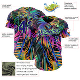 Custom Black Dark Purple-Pea Green Cyber Tropical Palm Trees Music Festival Claw Marks Authentic Baseball Jersey