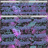 Custom Black Purple-Ice Blue Cyber Tropical Palm Trees Music Festival Authentic Baseball Jersey