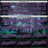 Custom Black-Medium Purple Cyber Tropical Palm Trees Gothic Fantasy Authentic Baseball Jersey
