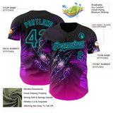 Custom Black Purple-Lakes Blue Cyber Tropical Palm Trees Gothic Fantasy Gothic Fantasy Authentic Baseball Jersey
