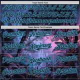 Custom Blue Black Purple-Sky Blue Cyber Tropical Palm Trees Music Festival Authentic Baseball Jersey