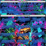 Custom Black Dark Purple-Sky Blue Cyber Tropical Palm Trees Music Festival Gothic Fantasy Authentic Baseball Jersey