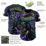 Custom Black Dark Purple-Neon Green Cyber Tropical Palm Trees Music Festival Gothic Fantasy Authentic Baseball Jersey