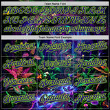 Custom Black Dark Purple-Neon Green Cyber Tropical Palm Trees Music Festival Gothic Fantasy Authentic Baseball Jersey