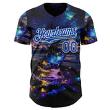 Custom Blue Thunder Blue-White Galaxy Star Authentic Baseball Jersey