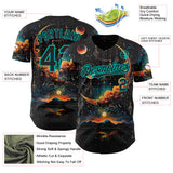 Custom Black-Aqua Galaxy Star Nebula Authentic Baseball Jersey