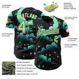 Custom Black Pea Green-Light Pink Galaxy Star Nebula Authentic Baseball Jersey