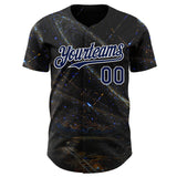 Custom Black Navy-White Galaxy Star Authentic Baseball Jersey