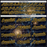 Custom Black Navy-Gold Galaxy Star Authentic Baseball Jersey