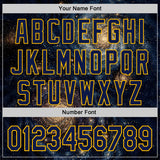 Custom Black Navy-Gold Galaxy Star Authentic Baseball Jersey