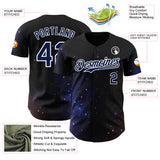 Custom Black Navy-White Galaxy Star Authentic Baseball Jersey