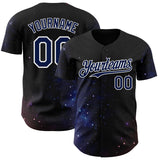 Custom Black Navy-White Galaxy Star Authentic Baseball Jersey
