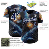 Custom Black Navy-White Galaxy Star Nebula Authentic Baseball Jersey