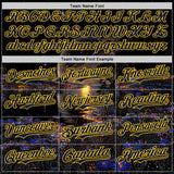 Custom Black Navy-Yellow Galaxy Star Authentic Baseball Jersey