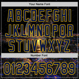 Custom Black Navy-Yellow Galaxy Star Authentic Baseball Jersey