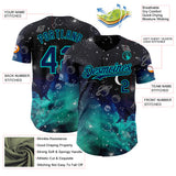 Custom Black Navy-Aqua Galaxy Star Authentic Baseball Jersey