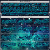 Custom Black Navy-Aqua Galaxy Star Authentic Baseball Jersey