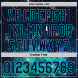 Custom Black Navy-Aqua Galaxy Star Authentic Baseball Jersey