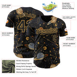 Custom Black-Vegas Gold Galaxy Star Authentic Baseball Jersey