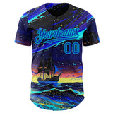 Custom Black Thunder Blue-Lakes Blue Galaxy Star Authentic Baseball Jersey