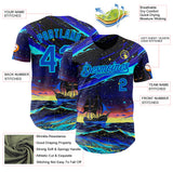 Custom Black Thunder Blue-Lakes Blue Galaxy Star Authentic Baseball Jersey