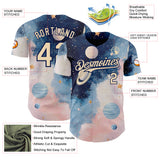 Custom Blue City Cream Light Pink-Navy Galaxy Star Nebula Authentic Baseball Jersey
