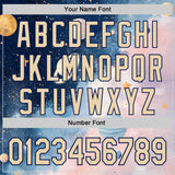 Custom Blue City Cream Light Pink-Navy Galaxy Star Nebula Authentic Baseball Jersey