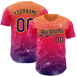 Custom Orange Dark Purple Red-Gold Galaxy Star Authentic Baseball Jersey