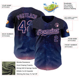 Custom Navy-Light Pink Galaxy Star Authentic Baseball Jersey