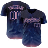 Custom Navy-Light Pink Galaxy Star Authentic Baseball Jersey