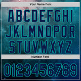 Custom Green Navy-Aqua Galaxy Star Nebula Authentic Baseball Jersey