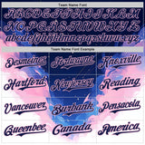 Custom Navy Blue-Light Pink Galaxy Star Nebula Authentic Baseball Jersey