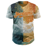 Custom Yellow Texas Orange Gray-Cream Galaxy Star Nebula Authentic Baseball Jersey