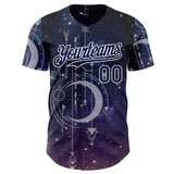 Custom Dark Purple Navy-White Galaxy Star Authentic Baseball Jersey